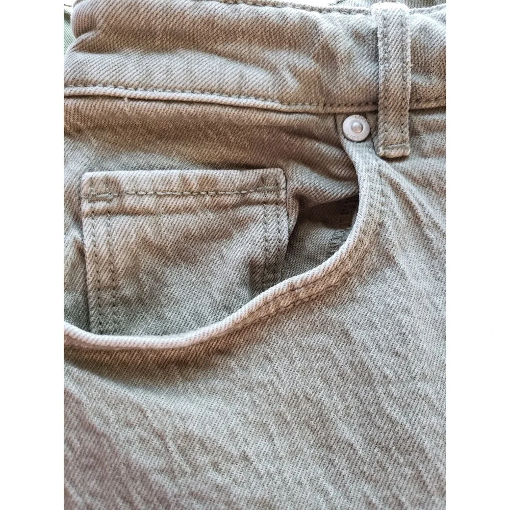 Loft The Straight Crop Jeans‎ Women SZ 12  High Rise Curvy Fit Leg Green Raw Hem